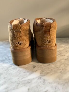 UGG Mini Platform Shearling Ankle Boots - Chestnut Suede